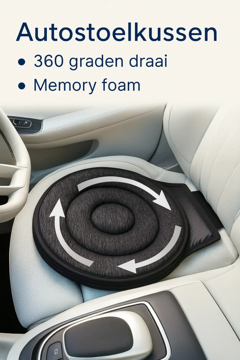 Autostoel Kussen – 360° Draaibaar Memory Foam Zitkussen
