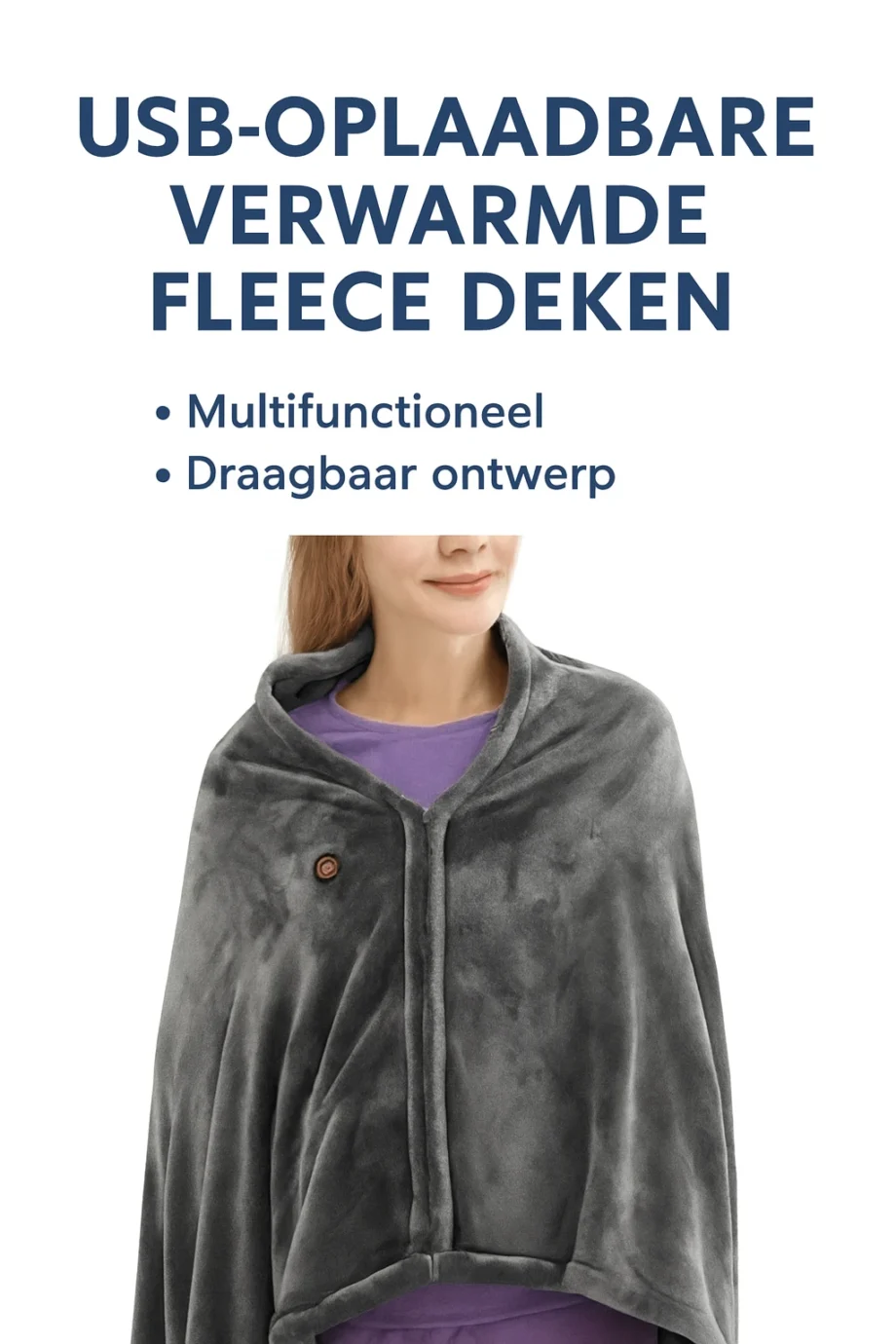 USB Oplaadbare Verwarmde Fleece Deken – 150x80 cm | Multifunctioneel & Draagbaar