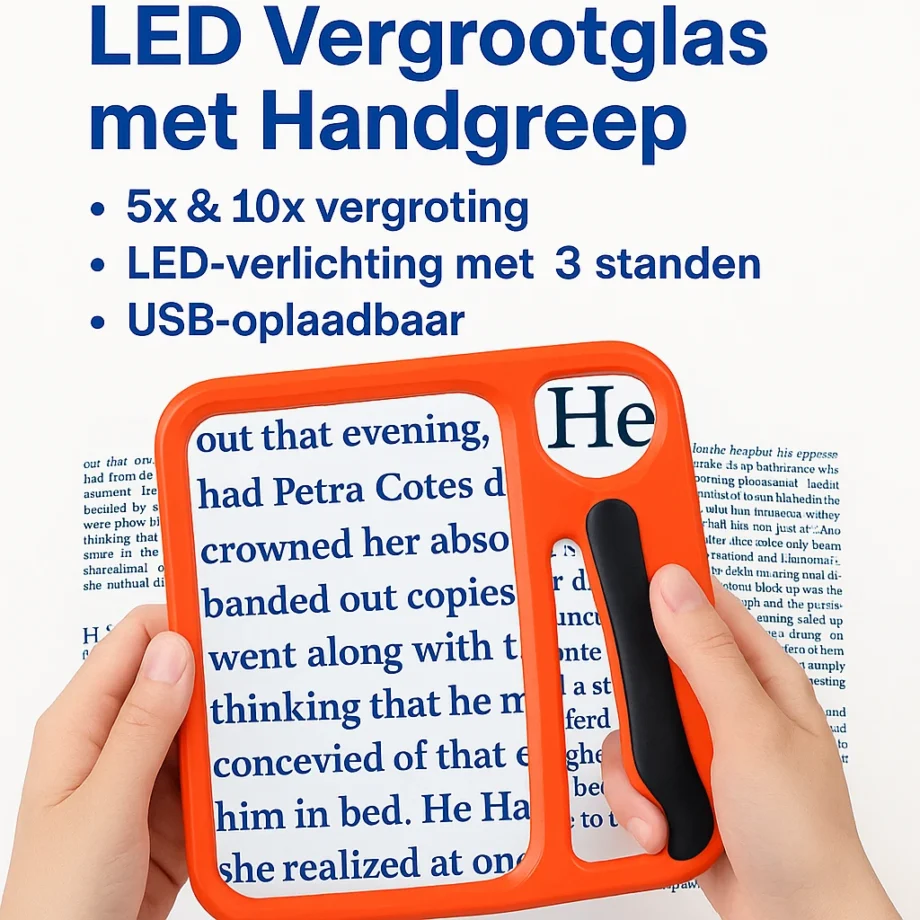 LED Vergrootglas met Handgreep – 5X & 10X Vergroting | Oplaadbaar & Dimbaar Licht