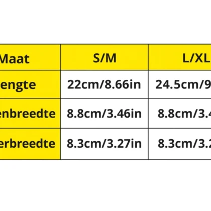 enkelkous maattabel