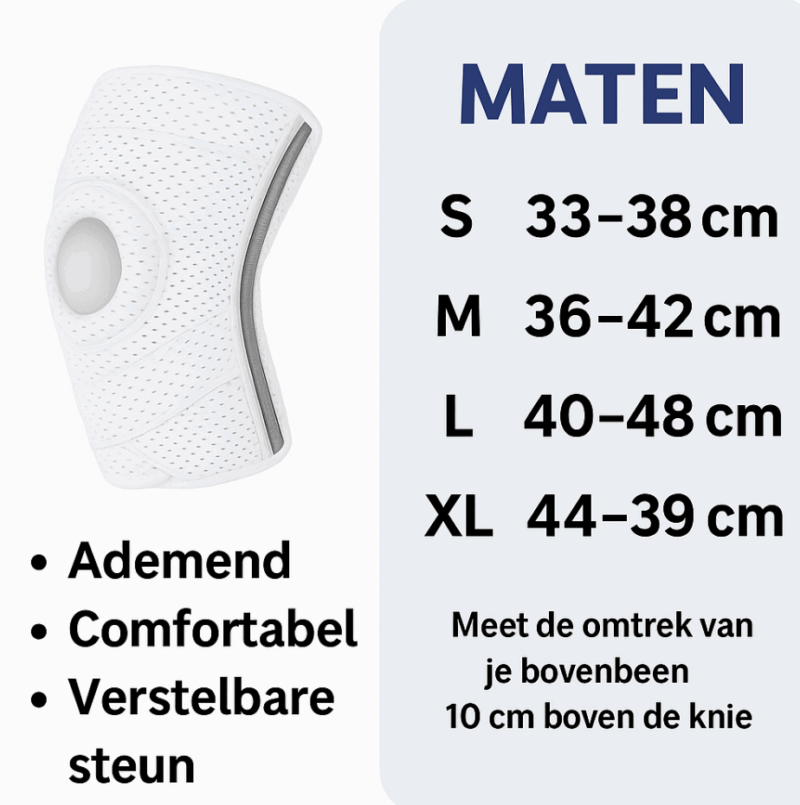 Kniebrace wit maattabel