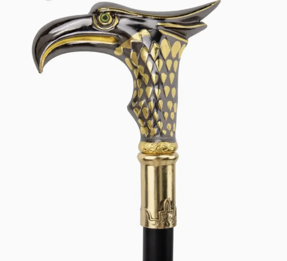 Wandelstok met Adelaarskop – Zwart & Goud Design