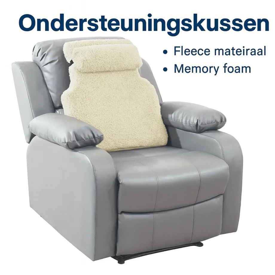 Ondersteuningskussen – Memory Foam & Fleece Rugkussen voor Stoel