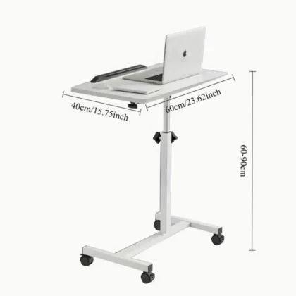 Draaibare Bijzettafel op Wielen – Verstelbare Hoogte 60-90 cm