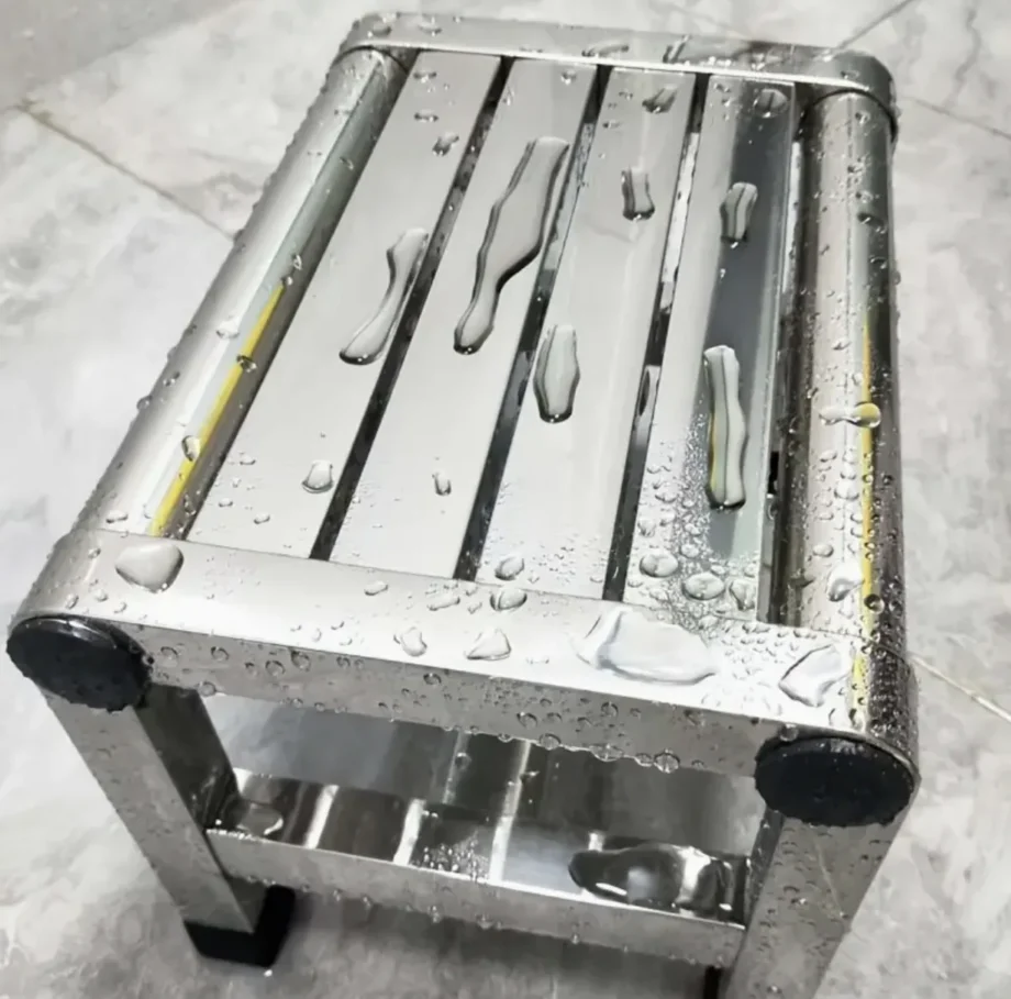 Douche Voetenbankje / Steun – RVS met Antislip Voetjes