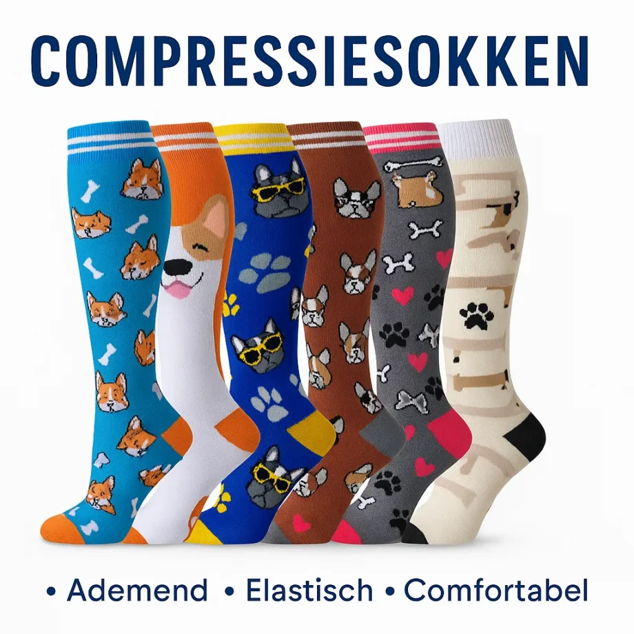 Compressie Sokken met Hondenprint