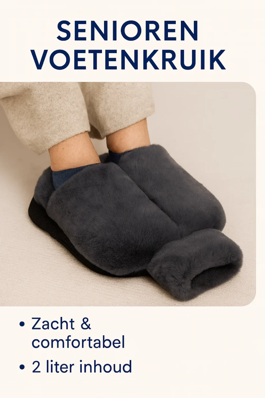 Senioren Voetenkruik – Grijs | Extra Zachte Warmwaterkruik met Luxe Pluche Hoes