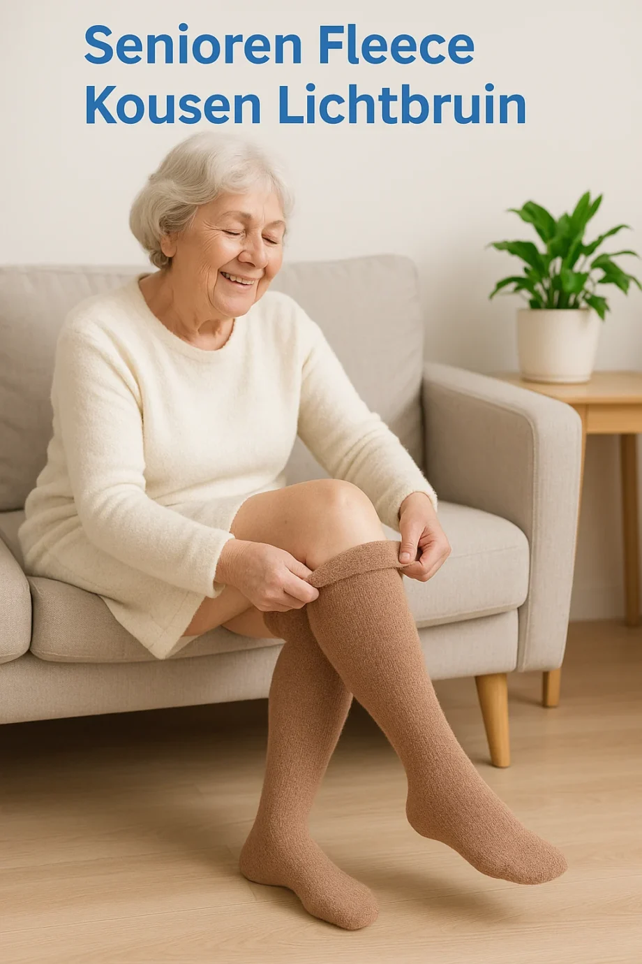 Senioren Fleece Kousen Lichtbruin
