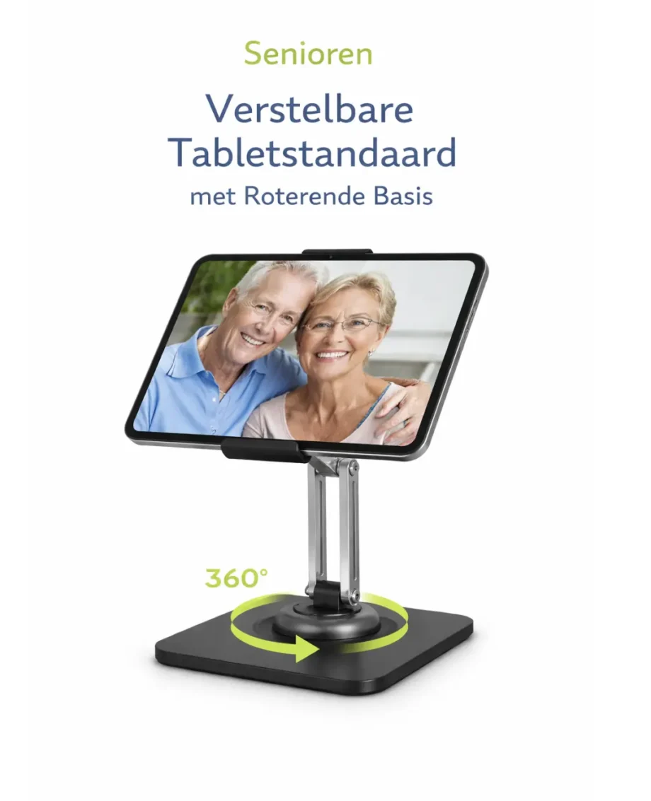 Senioren Verstelbare Tabletstandaard met Roterende Basis - MijnZorgWinkel