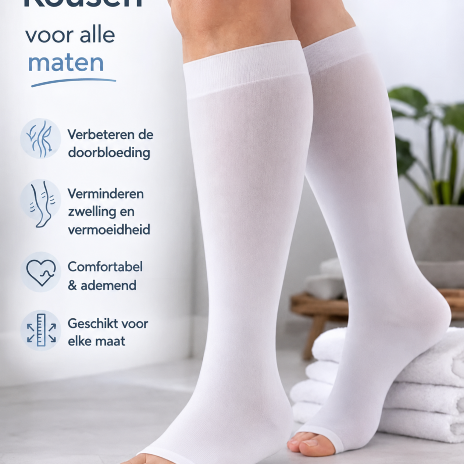 Witte Compressiekousen – Ondersteuning en Comfort voor Elke Dag