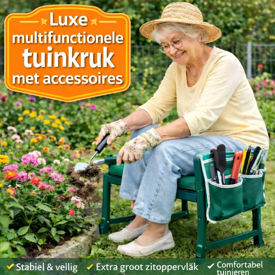 Luxe multifunctionele tuinkruk met accessoires voor senioren
