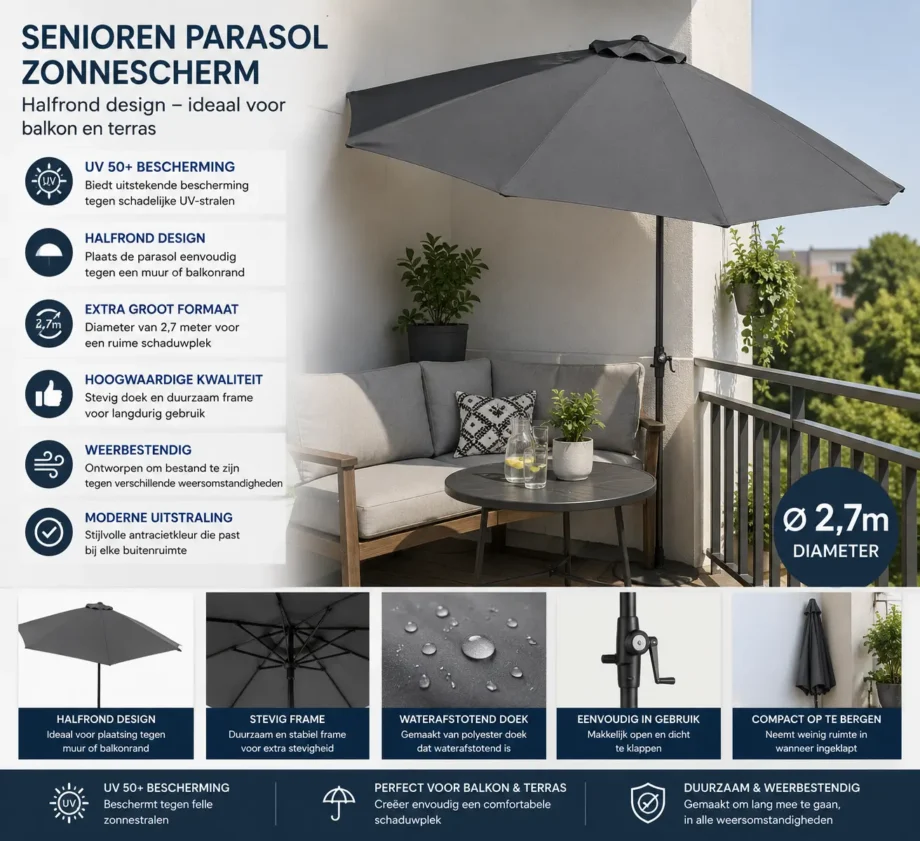 Parasol Zonnescherm – eenvoudig in gebruik