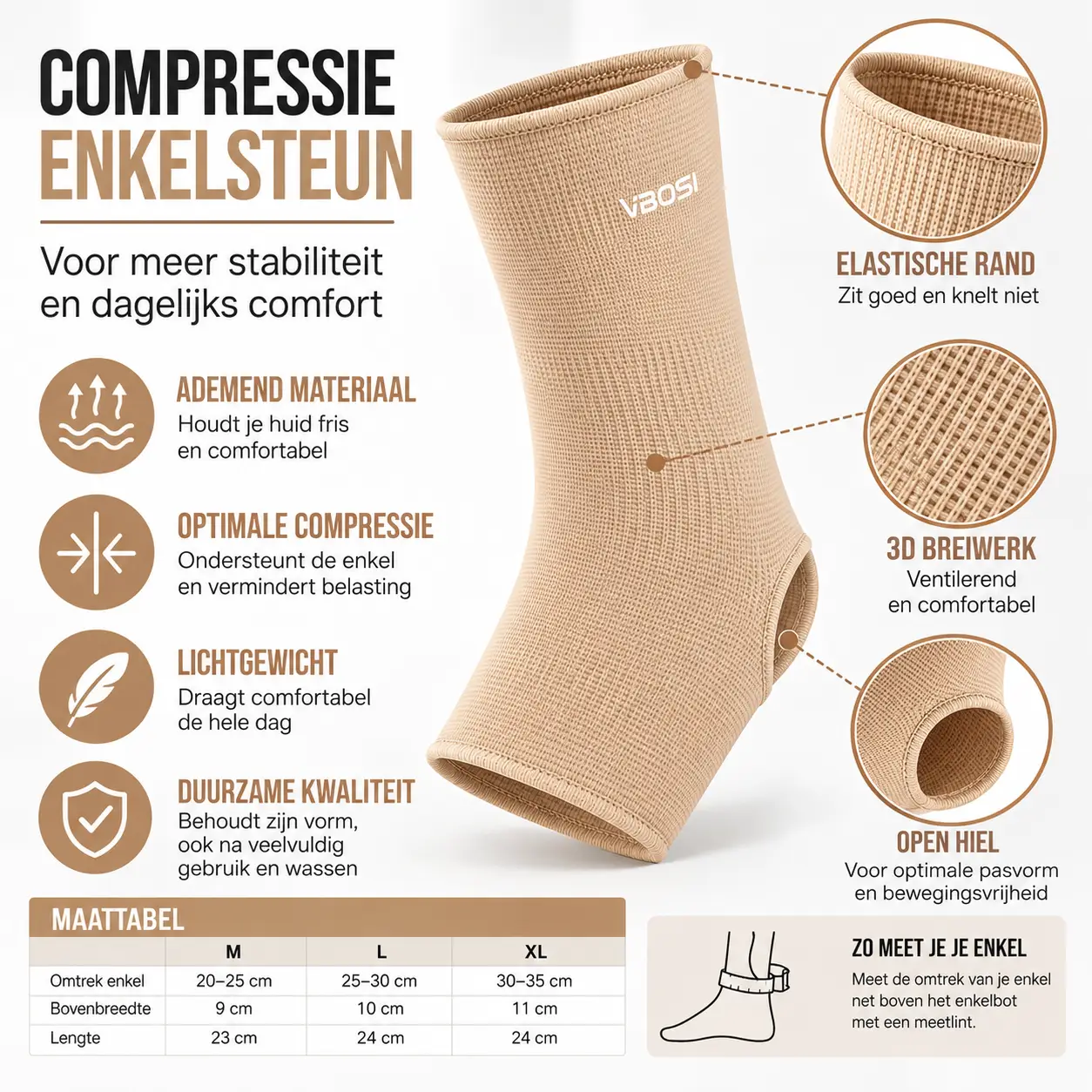 Compressiesok Enkel Beige